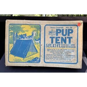 Vintage 1960’s Kmart Pup Tent Trail Camper 5ft X 7ft Vinyl Coated Nylon Floor